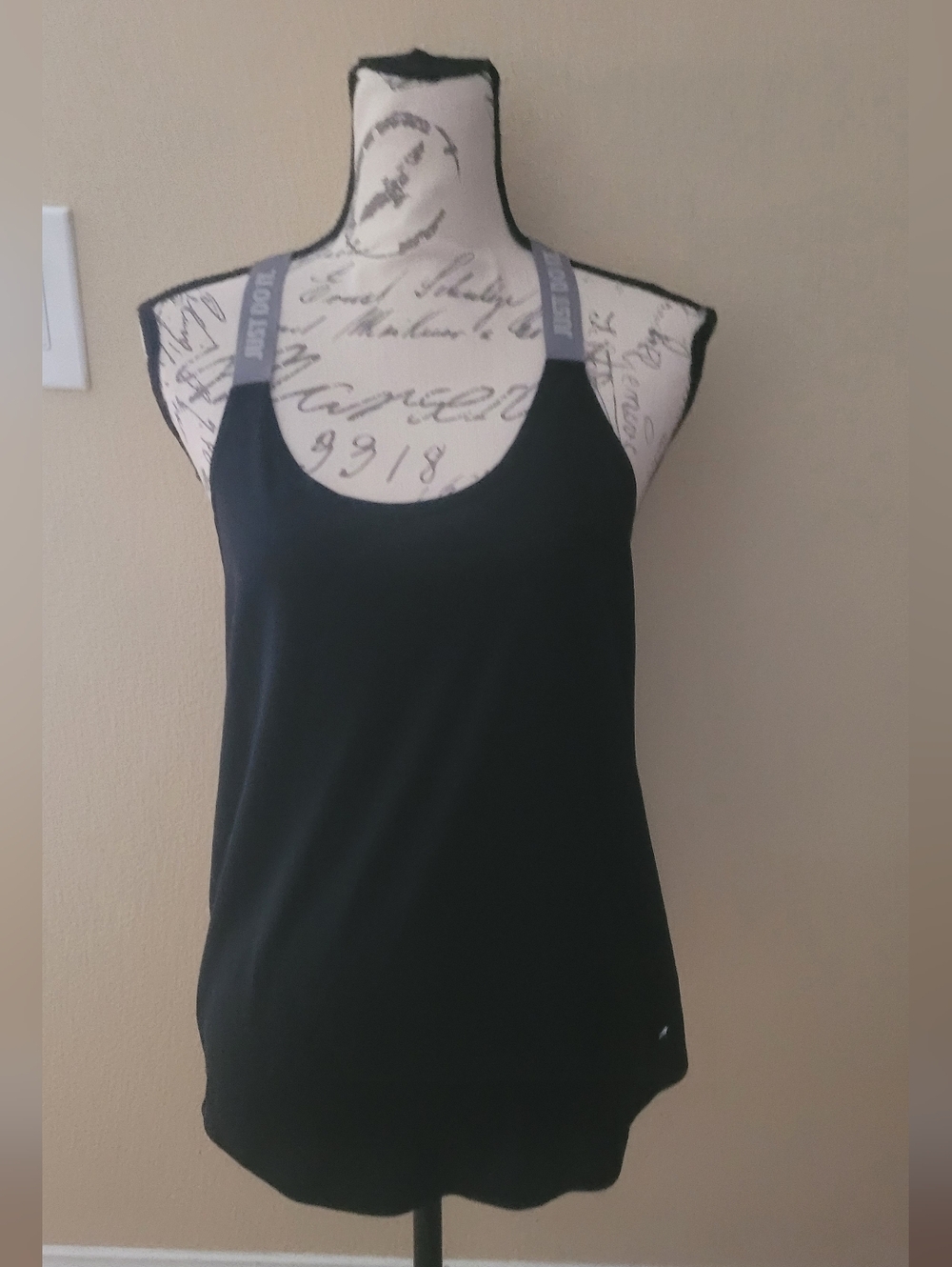 Nike Black Tank Top with Gray Logo Straps
